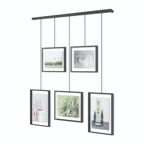 Umbra Exhibit Picture Frame Gallery Set, Adjustable Wall Collage Displays Five Photos (Two 4x6