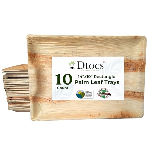 Dtocs Palm Leaf Charcuterie Boards 14x10 Inch (10 Pcs)