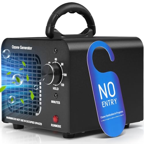 Ozone Generator 60000mg/h, High Capacity Ozone Machine, Odor Eliminator for Home, Car, Smoke, Pets, O3 Air Purifier Deodorizes 6,000 Square Feet (Black)