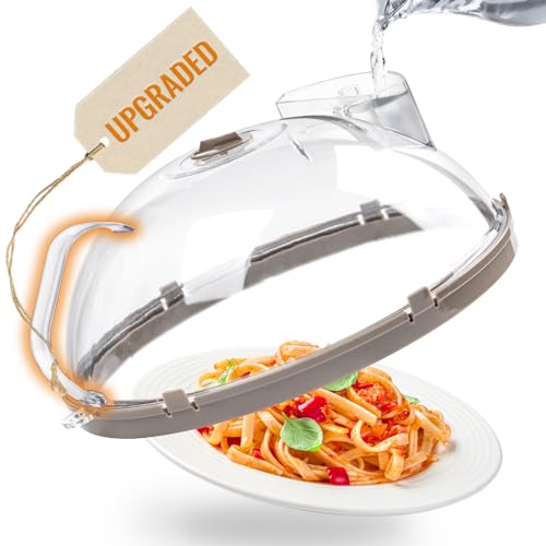 Gracenal Microwave Splatter Cover for Food, Upgraded Microwave Cover with Water Steamer, Integrated Handle, 10” Plate Covers, Splatter Guard, Kitchen Gadgets & Accessories, House Essentials for Gift