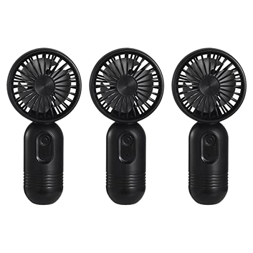 Portable Mini 3-pack Handheld Personal Small Fan with 3-speed for Travel, USB Rechargeable Battery Operated Eyelash Fan, Black