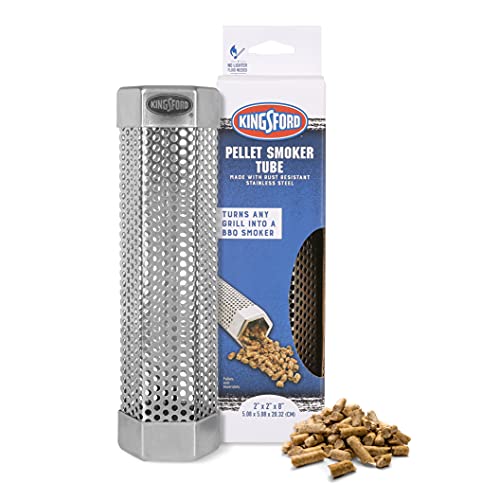 Kingsford 8 Inch Pellet Smoker Tube Hexagon With Box | Pellet Tube Smoker Turns Any Grill Into BBQ Smoker | Pellet Smoker Tube, Pellet Smoker Box, Grilling Tools, Smoker Pellets from Kingsford,Silver, 1 Count (Pack of 1)