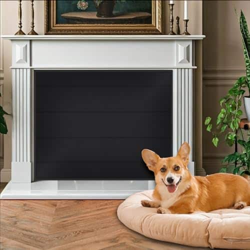 JUIN Fireplace Cover for The Living Room: Baby Proof Fire Place Screen Brick Fireplace Blanket Baby-Proofing Draft Stopper Draft Blocker Chimney Covers for Child & Pet 42''×32'' Black