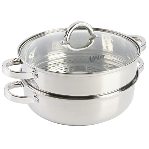 Oster Sangerfield Stainless Steel Cookware, 3.0-Quart Dutch Oven w/Steamer Basket