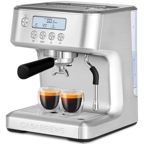 CASABREWS the Ultra Espresso Machine with LCD Display, Powerful Milk Frother and Customizable Brewing Temperature, Provides Barista-Level Lattes and Cappuccinos