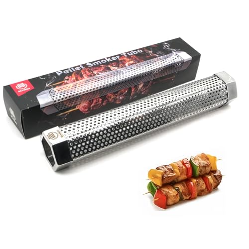 MAISHI 12-Inch Pellet Smoker Tube, Food Grade 304 Stainless Steel for Hot or Cold Smoking, 5+ Hours of Flavorful Smoke for BBQ, Meat, Cheese, Fish&More Durable Grill Smoker Generator for Wood Pellets