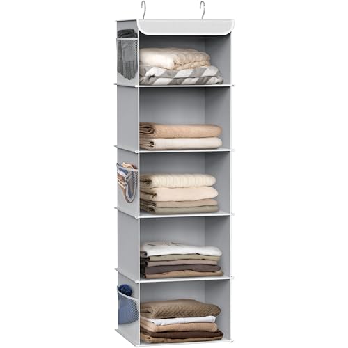 Simple Houseware 5 Shelf Hanging Closet Organizer, Gray