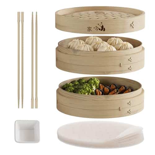 Prime Home Direct Bamboo Steamer Basket 10-Inch