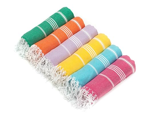 HAVLULAND Turkish Beach Towel Oversized Clearance Turkish Bath Towels Pack 6 Bulk Extra Large Sand Free Quick Dry Absorbent Lightweight Pool Travel Camping Blanket Beach Essentials