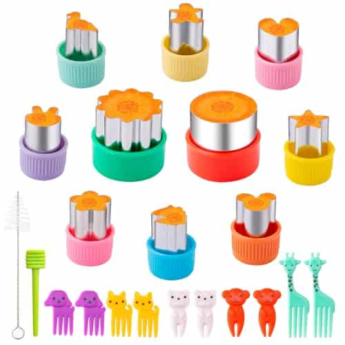 Fruit Cutters Shapes for Kids 22 Pcs, Mini Cookie Cutters Set, Vegetable Cutter with Food Picks