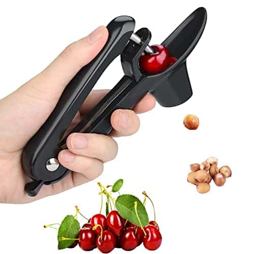 Cherry Pitter, Heavy-Duty Stainless Steel Olive and Cherry Pitters Corer Tool with Space-Saving Lock Design, Multi-Function Cherries Stoner Seed Remover Tool for Making Cherry Jam (Black)