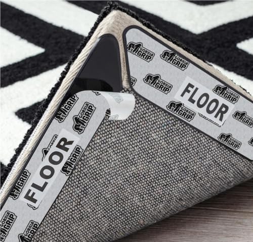 GORILLA GRIP Patent Pending 8 Pack Rug Gripper Pads, Keep Area Rugs Corners from Curling and Bunching, Reusable Dual-Sided Flexible Sticky Pad, Grips Floor and Holds Carpet in Place on Hardwood Floors