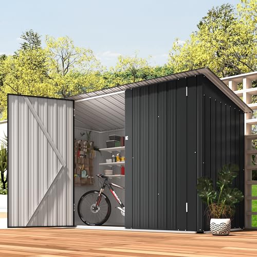 AECOJOY Shed, 7x3 Outdoor Bike Storage Shed, Lean to Sheds & Outdoor Storage Shed 3x7 Clearance, Small Metal Horizontal Shed Outdoor Storage Cabinet for Garden, Yard for Outside