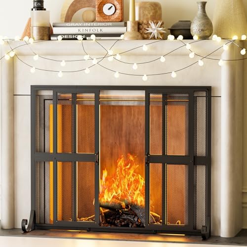 Fireplace Screen with Sliding Doors, 37.8