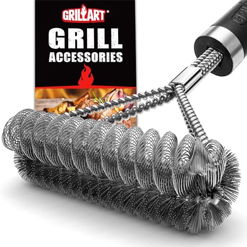 GRILLART Grill Brush [Wire + Helix] Combined BBQ Brush - Safe & Efficient Grill Cleaning Brush - 18