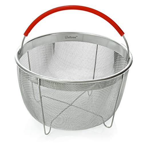 Original Salbree Steamer Basket for 6 qt quart Instant Pot Accessories, Stainless Steel Strainer and Insert fits IP Insta Pots, Instapot, Other Pressure Cookers, with Silicone Handle [3qt 8qt avail]