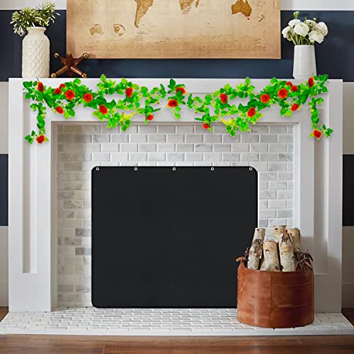 Magnet Fireplace Cover, Fireplace Draft Blocker, Fireplace Blanket for Heat Loss, Fireplace Flue Blocker, Fireplace Cold Air Blocker, Fireplace Draft Cover for Inside Fireplace, Black(39
