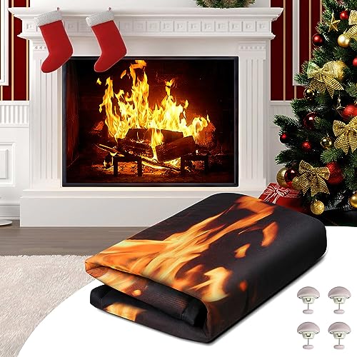 CADARA Magnetic Fireplace Draft Cover, Fireplace Blocker Blanket Stops Heat Loss, Adjustable Fireplace Draft Stopper with 12 Magnets, Fireplace Blanket for Indoor Iron Fireplace Frame 39