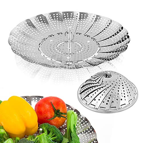 Vegetable Steamer Basket, Premium Stainless Steel Veggie Steamer Basket - Folding Expandable Steamers to Fits Various Size Pot Small by SAYFINE (5.4