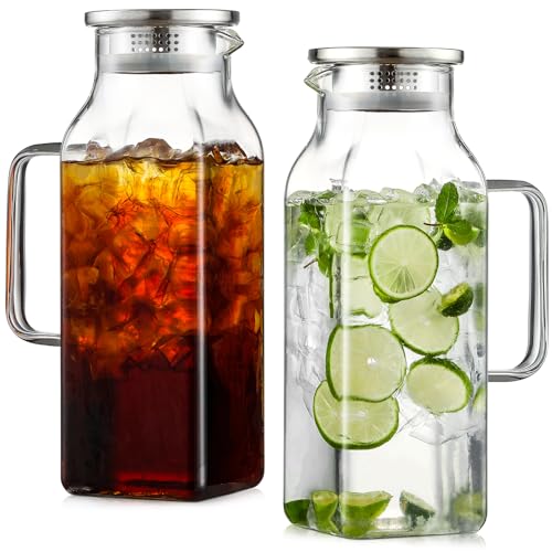 Netany 2 Pack Square Glass Pitcher