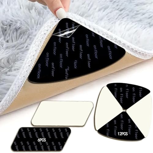GYQTGO Rug Pads Gripper 18PCS Non-Slip Carpet Grippers for Hardwood Floors and Tile,Washable Reusable Tape for Area Rugs Keeping Your Rug in Place Making Corners Flat