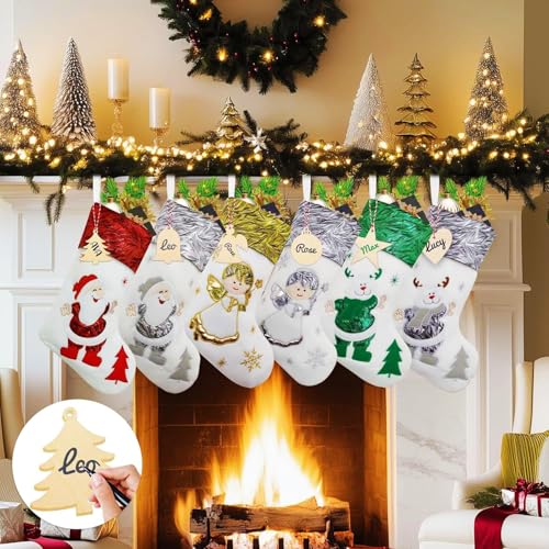 Luxury Colorful Christmas Stockings Set of 6-18.5 Inches Personalized Family Stockings with Names Tags