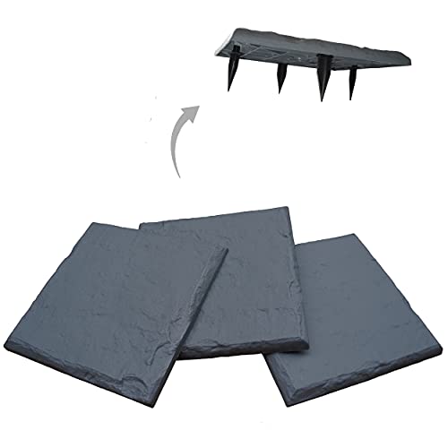 Gardien 15.5” Decorative Stepping Stones That Stake Into The Ground - Decorative Walkway for Outdoor Pathway, Lawn, Yard, Home, or Garden Pathway Pavers - Resin Material (16, Slate Grey)
