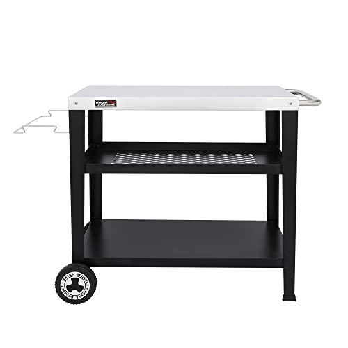 Royal Gourmet PC3404S Rolling Dining Table with Trash Bag Holder, Outdoor Garden Patio BBQ Kitchen Food Prep Table Cart, 34