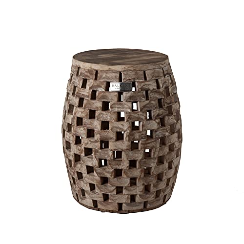 Patio Sense 62419 Maya Oval Rustic Garden Stool Wood Outdoor Seating & End Table Portable Adaptable Outdoor Furniture - Seasoned Patina Finish