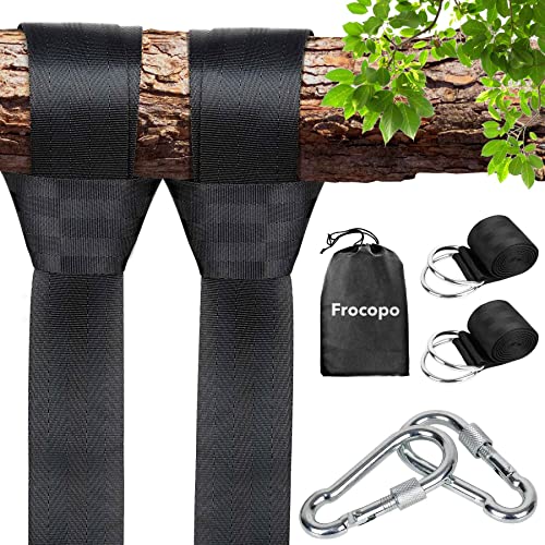 Frocopo Extra Long Tree Swing Kit, 5FT Premium Nylon Straps Hold 2200LBS, Safety Lock Carabiners, Hammock Hanging Strap Quick & Easy Installation
