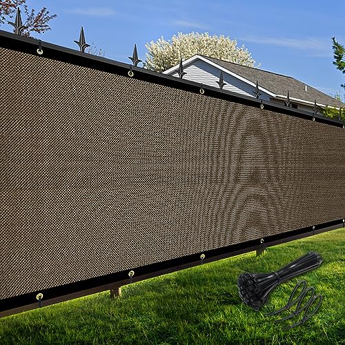 Amagenix Privacy Fence Screen 0 6'x 5 0' Brown Mesh Fencing Shade Cover with Brass Grommets Heavy Duty Protective Covering for Wall Outdooor Garden Yard Backyard Patio