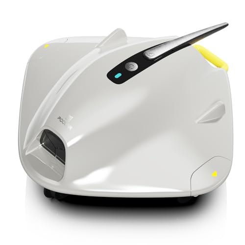 PoolMr Cordless Robotic Pool Cleaner - Above Ground Pool Vacuum Robot - 40W Strong Suction, Dual Cleaning System, Barrier Crossing, 120-Min Runtime Up to 1614 Sq for Above Ground Pools, Grayish White