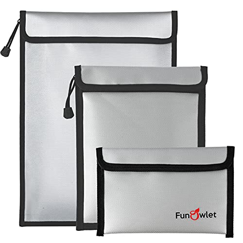 Fireproof Waterproof Money Document Bag, 3-Pack Safe Pouch