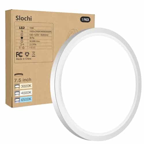 Flush Mount Ceiling Light Fixtures - Slochi Ultra Thin Round LED Lights for Living Room, Bedroom, Kitchen, Bathroom, Hallway