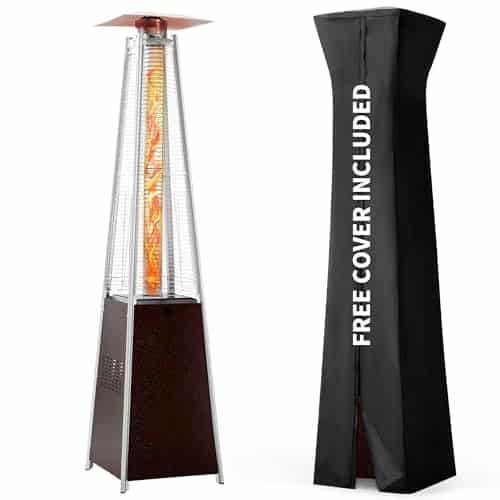 Pamapic Patio Heater, 48,000 BTU Pyramid Flame Outdoor Heater with Cover, Quartz Glass Tube, 87