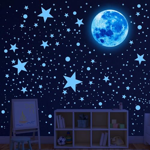 492Pcs Glow in the Dark Stars for Ceiling Glow Moon and Space Wall Decals