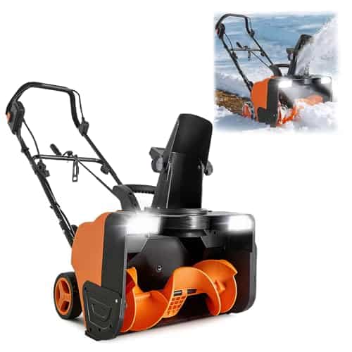 VEVOR Corded Electric Snow Blower, 20 inch 15A Snow Thrower with Dual LED Headlights & 180° Rotating Chute, 25FT Throwing Distance, 12