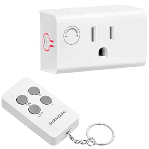 SURAIELEC Dimmer Light Switch, Dimmer Plug with Remote for Dimmable LED and Tungsten Bulbs, 200FT RF Range, Plug-in Wireless Remote Control Outlet Fit for Table Lamps, String Lights, Floor Lamp