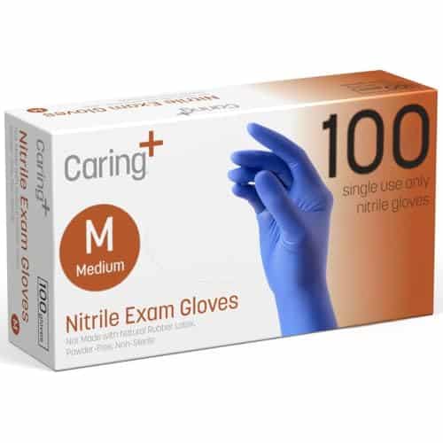 Caring Nitrile Exam Gloves (100ct), Powder Free