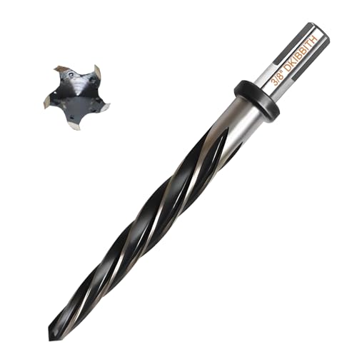 3/8” Bridge Construction Reamer Drill Bit, M2 HSS Taper Chucking Reamer for Steel Alloy Metal Wood Plastic, 3/8