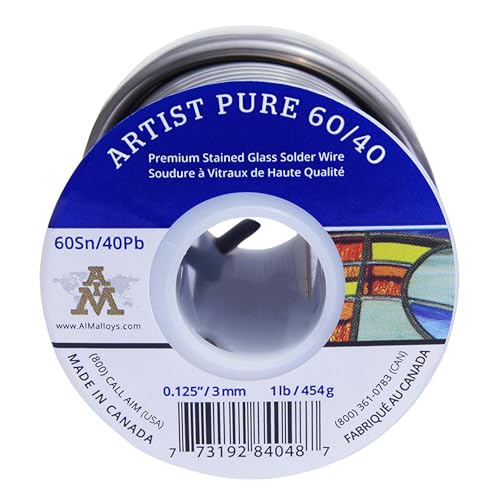 AIM Artist Pure 60/40 Stained Glass Solder, 0.125inch, 1lb (3mm / 454g)