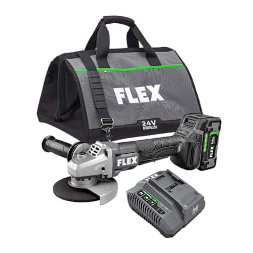 FLEX 24V Brushless Cordless 5-Inch 10,000 RPM Variable Speed Paddle Switch Angle Grinder Kit