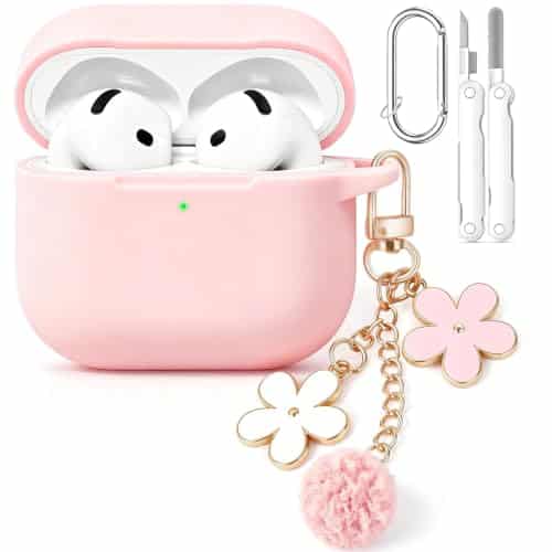 Wowwat for AirPods 4 Case Cover 2024, Soft Silicone Protector-Pink