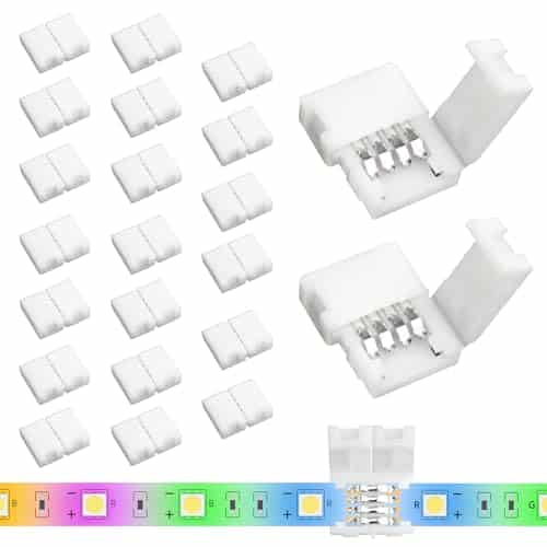 Yetaida 20PCS 4-Pin LED Strip Connectors 8mm 4 Pin Corner Light Connectors