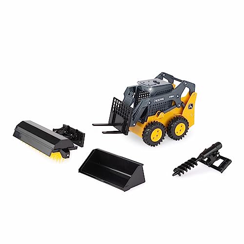 TOMY Big Farm John Deere 318G Skid Steer Toy Set - 1:16 Scale - Construction Toys with Unique Interchangeable Accessories - Toddler Outdoor Toys Ages 3 Years and Up