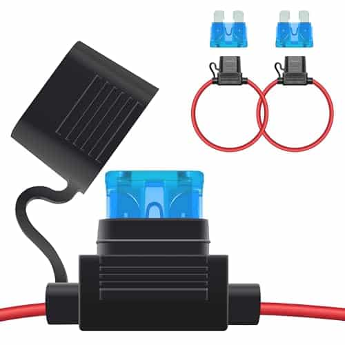 2 PCS Inline Fuse Holders 12V, 16 AWG Car Gauge Inline Fuses, Waterproof Fuse Holder with 15A ATC/ATO Standard Blade Fuses for Automotive, Marine, Golf Cart Lighting, Electrical Circuits