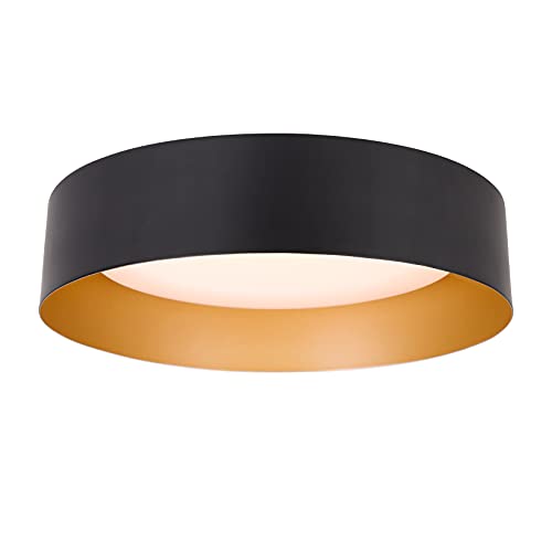Bargeni Flush Mount Ceiling Light,Matte Black with Gold Interior,12.5