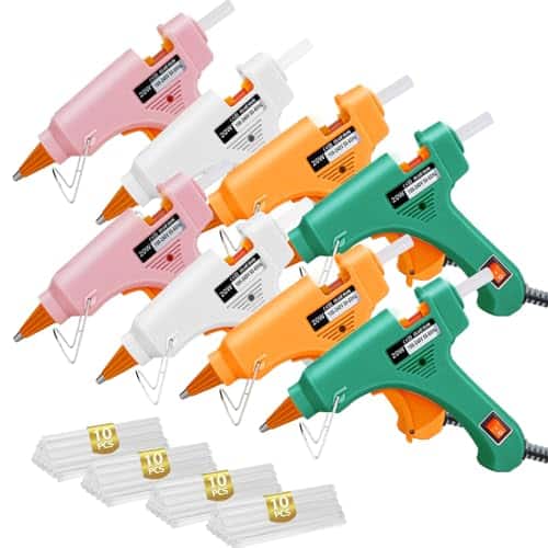 Fast Preheating Mini Hot Glue Gun, 8 Pack with Anti-Scald Nozzles, Hot Melt Gun Kit with 40 Glue Sticks for DIY Crafts, Arts, School Projects & Household Repairs - Multicolors