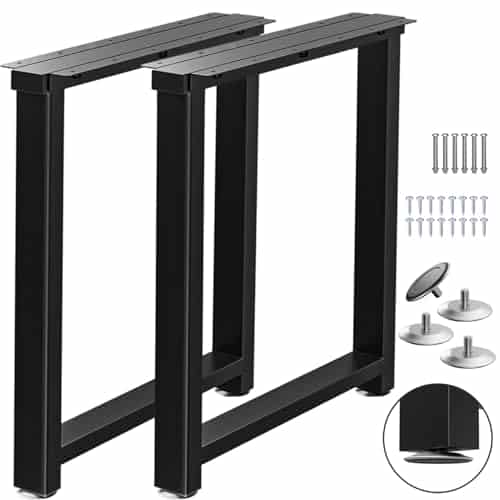 TOCRETOARE Metal Table Legs Heavy Duty, 28”H x 24”W, Metal Furniture Legs for Dining Desk Bench and Coffee Table, Industrial Black DIY Iron Bench Legs, Set of 2