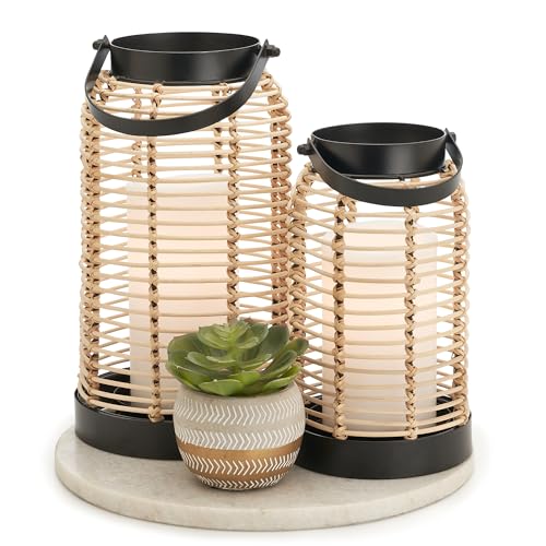 KIBAGA Natural Rattan Boho Lanterns - Handcrafted Chic Decor for Any Space